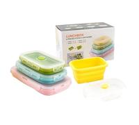 Silicone Food Storage Containers, Foldable Organizer, Reusable Lunch Box Set, Leakproof Lids, Odor Resistant, Space Saving, Microwave Safe, Easy Cleanup, Perfect for School, Hiking, Workplace