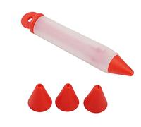 Silicone Food Writing Pen | 4 Nozzles for Chocolate/Jam/Cake Decorating | Food Grade Syringe Tool with Leak - Proof Design | Easy Maintain Baking Form Kit (Red)
