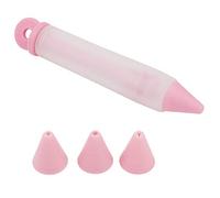 Silicone Food Writing Pen | 4 Nozzles for Chocolate/Jam/Cake Decorating | Food Grade Syringe Tool with Leak - Proof Design | Easy Maintain Baking Form Kit (Pink)