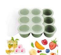 Silicone Freezer Tray, 9 Grid Food Storage Mold, 7.5x7.5 Inches Container with Clip on Lid, Food Grade Silicone Material Kitchen Gear, Stackable Design with Matte Finish, Tool for Soup and Purees