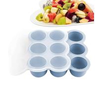 Silicone Freezer Tray, 9 Grid Food Storage Mold, 7.5x7.5 Inches Container with Clip on Lid, Food Grade Silicone Material Kitchen Gear, Stackable Design with Matte Finish, Tool for Soup and Purees