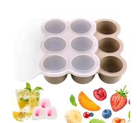 Silicone Freezer Tray, 9 Grid Food Storage Mold, 7.5x7.5 Inches Container with Clip on Lid, Food Grade Silicone Material Kitchen Gear, Stackable Design with Matte Finish, Tool for Soup and Purees