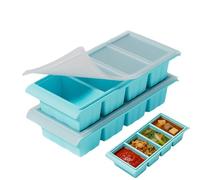 Silicone Freezer Tray - Food Grade Airtight Reusable, Flexible Silicone Cubes for Freezing Food with Stackable Lids, Portion Control Soup Mold, Ideal for Meal Prep Broth Leftovers