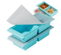 Silicone Freezer Tray - Food Grade Airtight Reusable, Flexible Silicone Cubes for Freezing Food with Stackable Lids, Portion Control Soup Mold, Ideal for Meal Prep Broth Leftovers