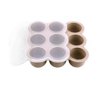 Silicone Freezer Tray, Fruit Puree Container, 9 Grid Easy Clean Stackable Flexible Space Saver Reusable Compact Portable, Food Storage Cube for Home Kitchen, 7.4x7.4x1.77Inches, Blue, Green, Brown