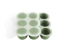 Silicone Freezer Tray, Fruit Puree Container, 9 Grid Easy Clean Stackable Flexible Space Saver Reusable Compact Portable, Food Storage Cube for Home Kitchen, 7.4x7.4x1.77Inches, Blue, Green, Brown