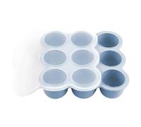 Silicone Freezer Tray, Fruit Puree Container, 9 Grid Easy Clean Stackable Flexible Space Saver Reusable Compact Portable, Food Storage Cube for Home Kitchen, 7.4x7.4x1.77Inches, Blue, Green, Brown