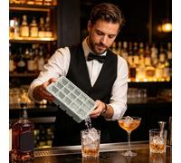 Silicone Freezer Trays, Easy-Release Ice Molder, 5.12x1.54 inch 15-Grid with Spill-Proof Lid, Food Grade Ice Tray Silicone for Cocktails, Coffee, and Chocolate, DIY Mold for Home Bar Parties