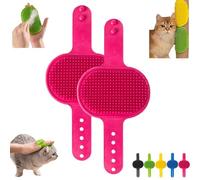 Silicone Grooming Strap Pad for Cats, Cat Self Groomer Brush, Adjustable Silicone Pet Grooming Tool, Premium Pets Massage Pads, Portable Pet Corner Scratcher for Indoor Using (Red,2Pcs)