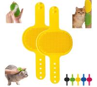 Silicone Grooming Strap Pad for Cats, Cat Self Groomer Brush, Adjustable Silicone Pet Grooming Tool, Premium Pets Massage Pads, Portable Pet Corner Scratcher for Indoor Using (Yellow,2Pcs)