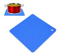 Silicone Heat Insulated Pad, Multipurpose Square Shape Thickened Silicone Prevent, Non Slip Mat for Wax Pot Mat, Hot Table Mat, Cooking Hot Mat (Azul Oscuro)