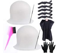 Silicone Highlight Caps Set for Color Hair 2 PCS Professional Reusable Highlighting Caps with Hooks Salon Hairdressing Dyeing