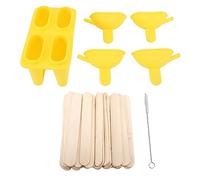 Silicone Ice Cream Form | 4 Cavity DIY Popsicle Maker with 50 Sticks | Portable & Easy Release for Homemade Ice Pops/Sorbet/Juice | Household Kitchen Tool (Yellow)