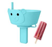 Silicone Ice Cream Holder - Ice Pop Holders, 3.5x3.5x2.4 Inches Easy To Grip with Built-In Straw to Catch Drips, Treat Guard, Reusable Handle, Snack Accessory for Boys Girls Home Beach Pool