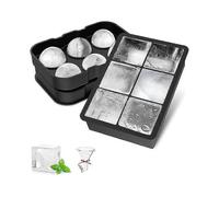 Silicone Ice Cube Mold - Large Ice Cube Tray - 6 Compartments - for Cold Drinks, Whiskey and Cocktails