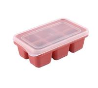 Silicone Ice Cube Trays with Lid | 6 Grids Leak Safe & Easy Release | Reusable Ice Cube Forms for Juice/Soup/Infant Food | Soft Bottom, Removable Cover (Rosa)