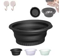 Silicone Ice Facial Folding Washbasin with Built-In Icetray, Face Bowl for Ice with Built-In Icetray, Cold Compress & Face Wash Basin kit for Skincare, Hanging Storage (BLACK)