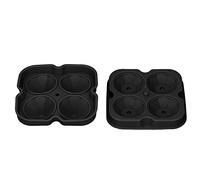 Silicone Ice Forms | 4 Crystal Whiskey Ice Cube Trays with Lids | Reusable & Easy to Maintain for Cocktails/Bourbon/Drinks | - 40°F to 420°F Safe for Freezer & Dishwasher (Negra)