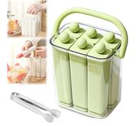 Silicone Ice Stick Tray with Storage Caddy, 6/12 Cavity Silicone Ice Stick Set with Lid & Handle, Easy-Release Long Ices Cube Mold for Cocktails, Iced Coffee & Homemade Popsicles (Green-S)