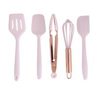 Silicone Kitchen Utensil Set,5pcs Mini Cooking Utensils Set Dishwasher Safe with Silicone Spatula,Scraper, Whisk,Slotted Turner and Food Tong Silicone Utensils for Cooking