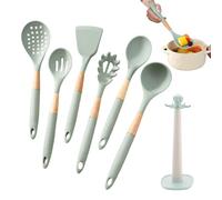 Silicone Kitchen Utensils Set - 7 Piece Heat Resistant Utensils | Easy Clean Cooking Utensil Set, Durable Spoons Spatula Ladle Tools For Nonstick Cookware Pots Pans Baking Mixing, Home Restaurant Cam
