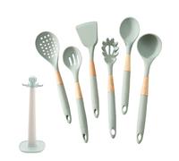 Silicone Kitchen Utensils Set - 7pcs Heat Resistant Nonstick Cooking Tools With Storage Rack Easy Clean Dishwasher Safe Spatula Ladle Turner Spoon Whisk Kitchen Gadgets
