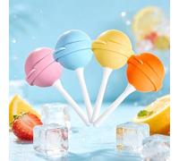 Silicone Lollipop Mold Ice Cream Maker, Reusable Silicone Ice Lolly Moulds with Sticks, DIY Creative Ice Cream Mould for Summer Parties,Easy Release Yogurt & Frozen Treats Molds (4Pcs)