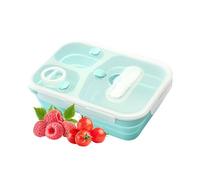 Silicone Lunch Box, Leakproof Foldable Food Container, Portable Salad Storage Compartments, Reusable Meal Prep Organizer for Students, Work, Adults, School, Picnic, Travel, 8.46x5.51x2.95 Inches