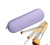 Silicone Makeup Brush Holder, Toiletry Storage Pouch, 8.66x2.36x2.76 Inches, Cosmetic Organizer Case, Waterproof Zipper Design for Markers, Jewelry, Brushes, Purple and Blue