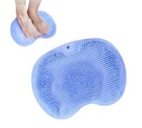 Silicone Massage Bath Mat, Shower Scrubber with Non-Slip & Suction Cups for Use In Cleaner (Blue)