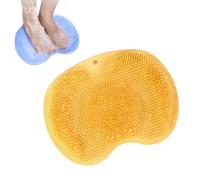 Silicone Massage Bath Mat, Shower Scrubber with Non-Slip & Suction Cups for Use In Cleaner (Yellow)