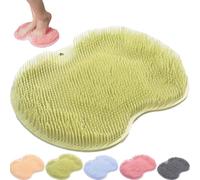 Silicone Massage Bath Mat, Silicone Shower Foot Scrubber Mat, Wall Mounted Slip Suction Cups, Suitable for Multiple Areas Such as Feet and Back (Green)
