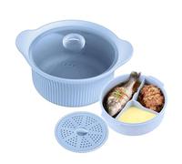 Silicone Microwave Steamer - Compartment Pot With Handle | Veggie Pasta