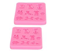 Silicone Mold DIY Hand Made Tool High Temperature Cartoon Animals Shape for Chocolate Cake Candy Making Gray Pink 8x8x1cm 2PCs (Pink)