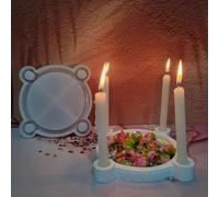 Silicone Mould Candle Holder, 4 Holes Round Casting Moulds for Taper Candles Concrete DIY Candle Holder Silicone Moulds