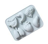 Silicone Mould - Organ Silicone Mold, Heart & Brain Cake Mould 6-Cavity, Flexible Reusable Molds | 6.81 Inch, DIY Fondant, Chocolate, Candy & Ice Mold For Halloween Baking, Themed Parties, 1*Pc
