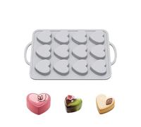 Silicone Mousse Mold - 12 Cavity Love Heart Baking Mold | Food Grade Non Stick Flexible Dessert Tool Jelly Baking for Kitchen, Home, Apartment, Valentines, Christmas or Birthday