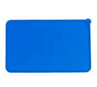 Silicone Pet Food Mat | - Blocking Non - Skid Dog Cat Feeding Placemat | Raised Border for Bowls/Trays/Fountains | Easy - Maintain Sturdy Placemat (Azul)