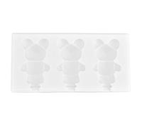 Silicone Popsicles Mold, 4 Cavities Ice Cream Bar Making Mold, Ice Pop Cakesicle Mold Kitchen DIY Tool for Making Cakesicles, Cake Pops, Icecream (3rd Bear)