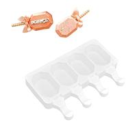 Silicone Popsicles Mold, 4 Cavities Ice Cream Bar Making Mold, Ice Pop Cakesicle Mold Kitchen DIY Tool for Making Cakesicles, Cake Pops, Icecream (4 consecutive octagonal popsicles)