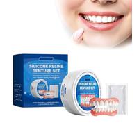 Silicone Reline Denture Set, Upper and Lower Dentures with Gutta-Percha for Men and Women, Complete Teeth Veneer Kit(1pcs)