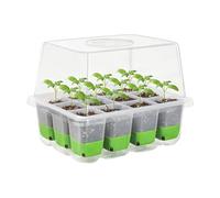 Silicone Seedling Pots - Foldable Plant Tray for Seed Germination | PP Transparent Lid Dome with 12 Holes Container for Growing Cultivation Vegetables, Indoor Garden Kit, 7 Inch Size