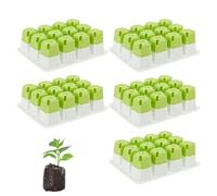 Silicone Seedling Starter Tray, Plant Germination Tray, 18.5x14.5x6cm/7.28x5.71x2.36 Inches Set of 5 Reusable Sprouting Container for Flower Fruit, Gardening Growing Tool