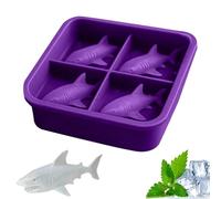 Silicone Shark Ice, Maker Mold, 4 Cavity Food Grade Silicone Tray, Shark Shape Molds for Whiskey Cocktails Juice Drinks, Home Kitchen Restaurant Picnic Camping Party Use, Reusable Tray