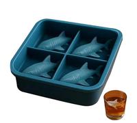 Silicone Shark Ice Tray - Easy Release Shark Shape Mold | 4 Cavity Reusable Ice Cube Tray | For Home Kitchen Party Family Gathering Celebration Restaurant Picnic Camping, Food Grade