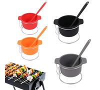 Silicone Snack Bowls, Cooking Prep Bowls, Kitchen Prep Bowls, Silicone Basting Brush, Seasoning Bowl Set, Bbq Silicone Pan, Reusable Condiment Bowl, Dip Bowl with Brush for Kitchen