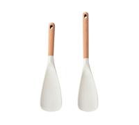 Silicone Spatula - 2 Pieces Spatula with Wood Handle, Non Scratch Paddle Set, Heat Resistant Flexible Head Construction, Food Preparation Thermal Shield, Home Kitchenware for Cooking