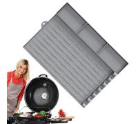 Silicone Spatula Mat - Dish Drying Mat, Spatula Holder, Serving Spoon Drip Pad | Heat Resistant Silicone Food Grade Griddle Mat, Dishwasher Safe Non Stick Mat for Seasoning Bottles, 17x12x2 inches