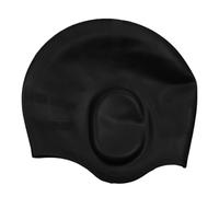 Silicone Swim Cap with Ear Protector - Size Fits All Unisex Waterproof - Large Deep Diving Cap For Long Hair Women Men - Reusable Soft Bathing Hat