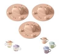 Silicone Tea Bag Holder for Mug, Silicone Cup Covers, Cute Cat Design Tea Bag Mug Topper & Squeezer with Slot Lid, for Coffee Milk Tea (Pink,3pcs)